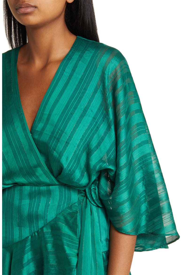 Vonda Stripe Jacquard Long Sleeve Satin Minidress, Alternate, color, FOREST