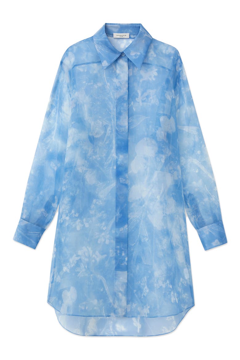 Oversize Sheer Silk Button-Up Tunic, Alternate, color, BLUEBELL MULTI