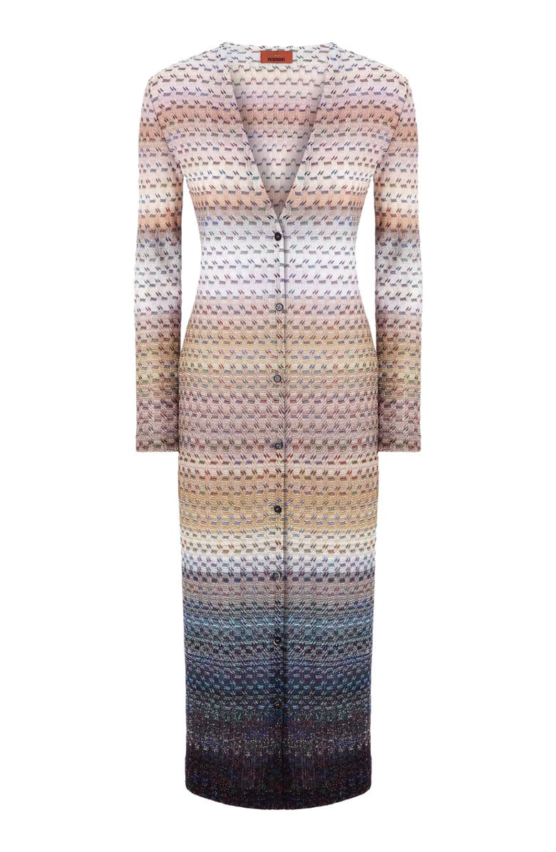 Missoni Long Buttoned Cardigan In Viscose Blend, Alternate, color, Blue