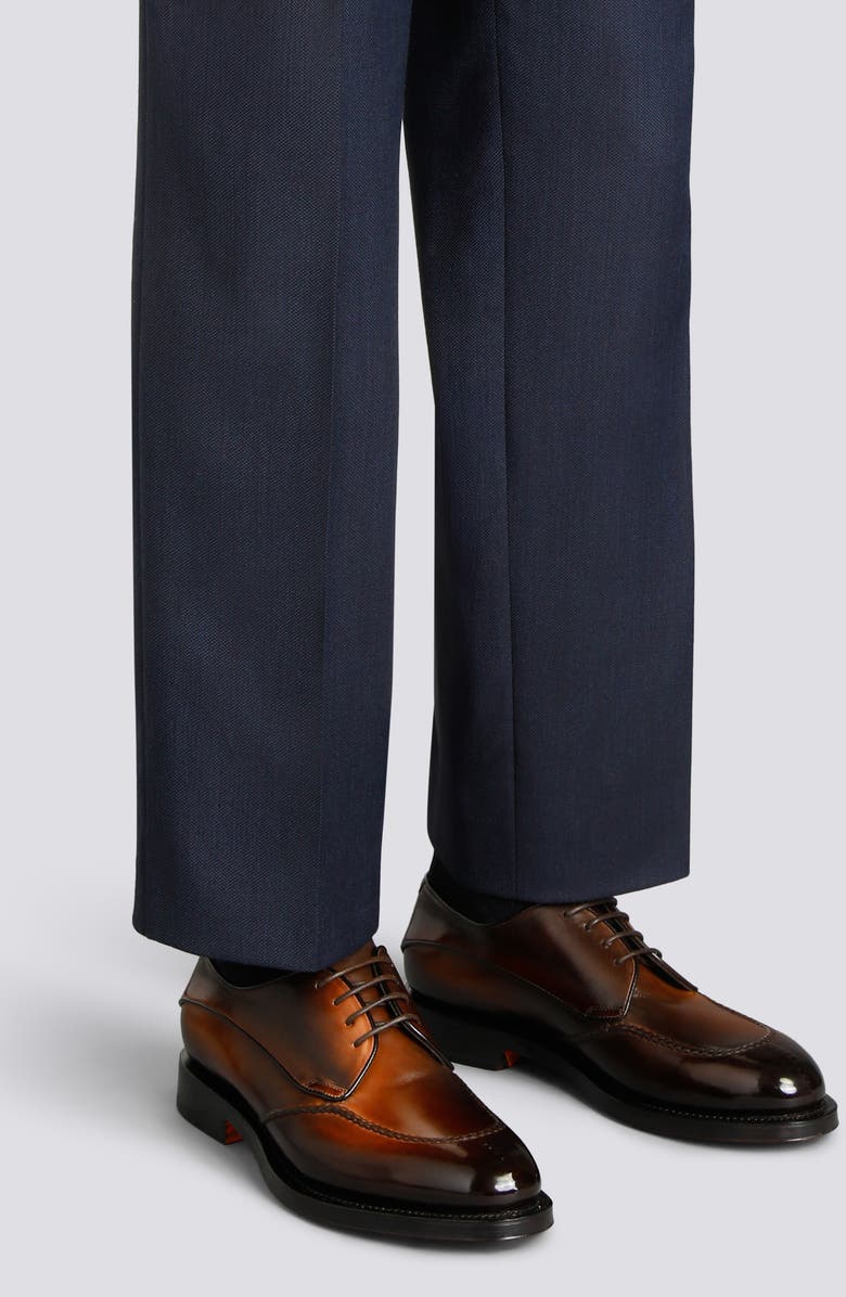 Santoni Lace-Up Derby, Alternate, color, Dark Brown-T50