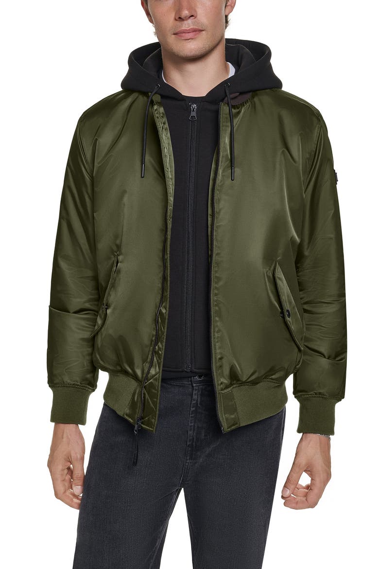 Signature Hooded Bomber Jacket, Alternate, color, OLIVE