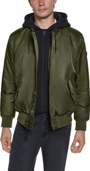 KARL LAGERFELD PARIS Signature Hooded Bomber Jacket