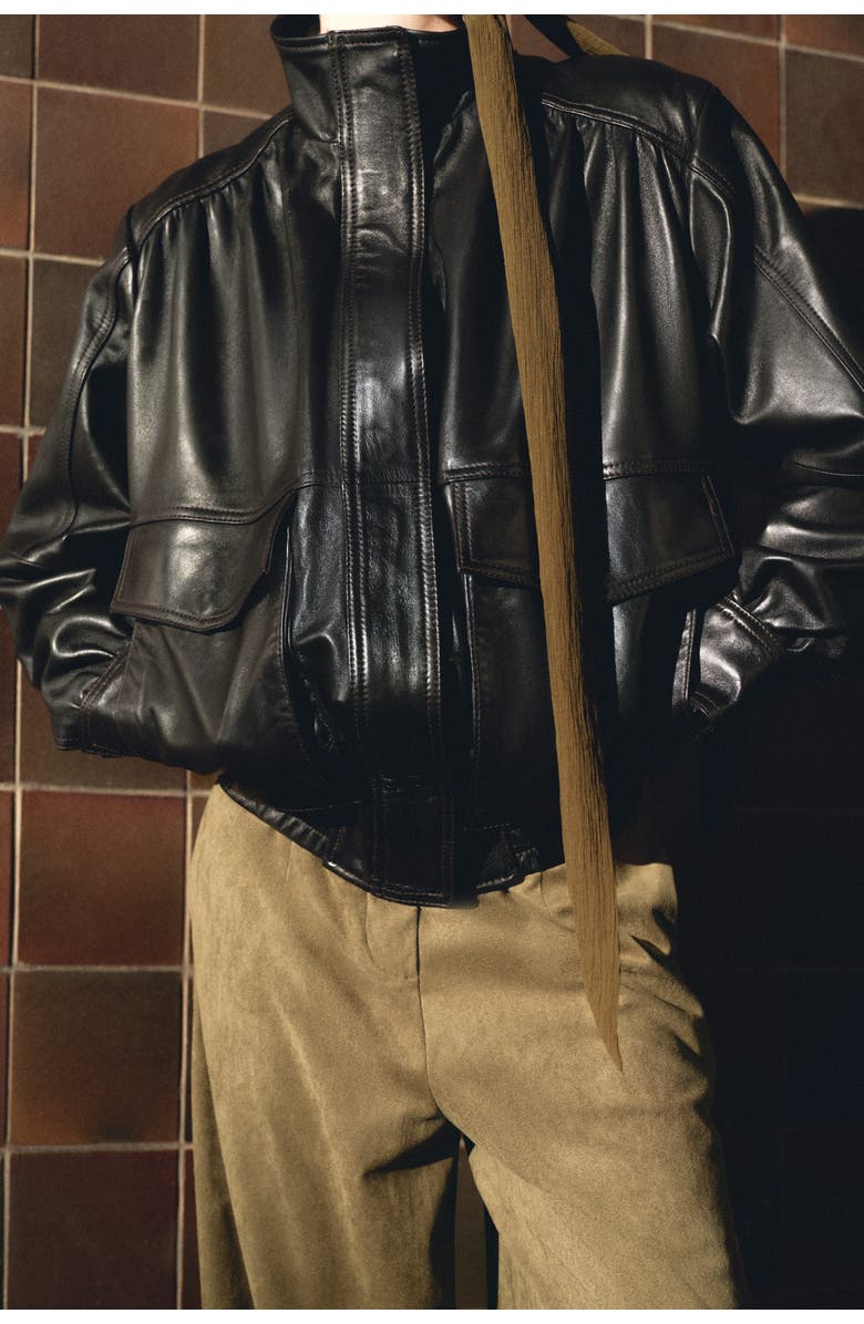 H&M Barrel Trousers, Alternate, color, Dark Khaki Green