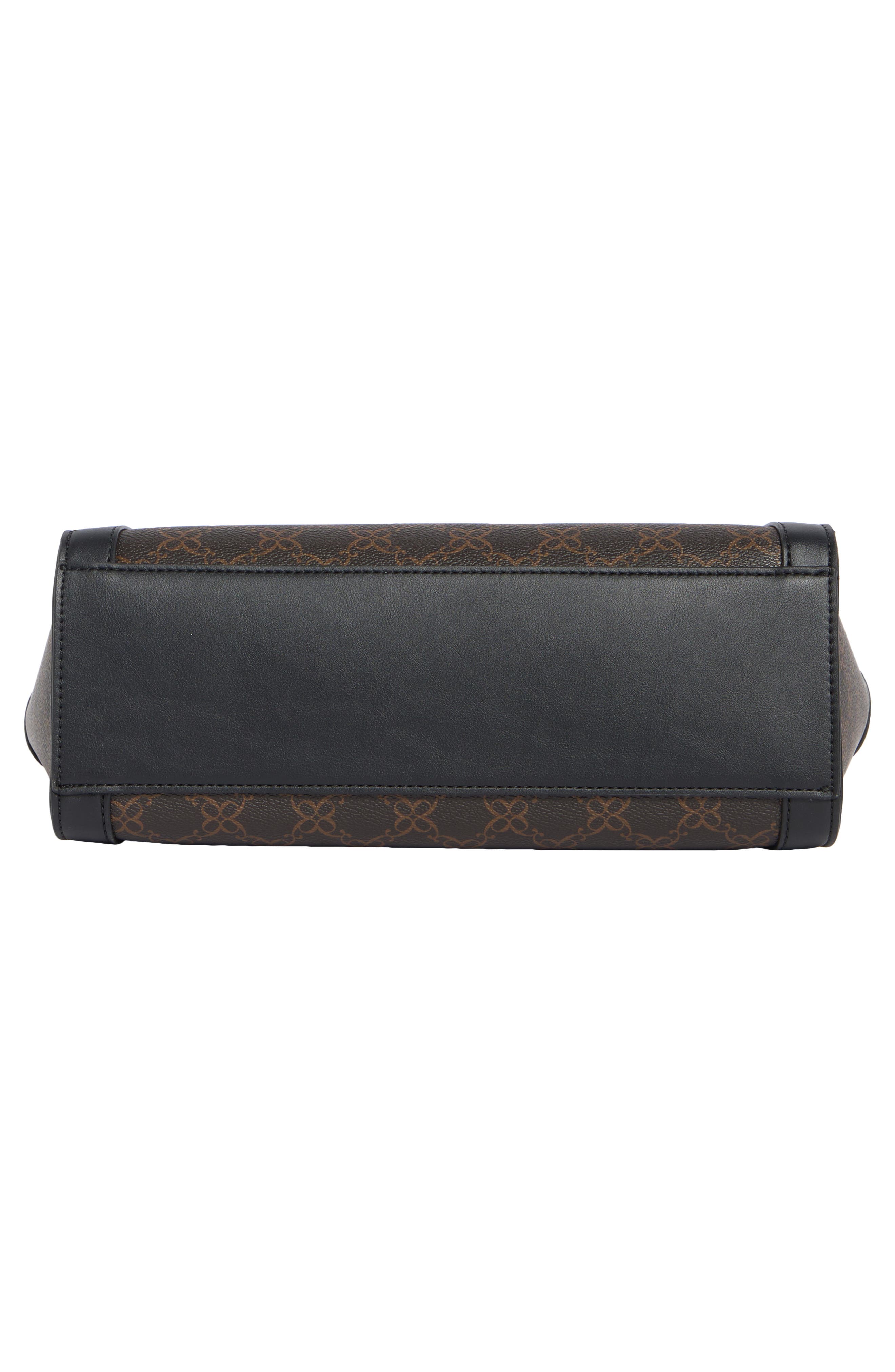 Aziel Signature Coated Canvas Satchel, Alternate, color, BROWN LOGO/ BLACK