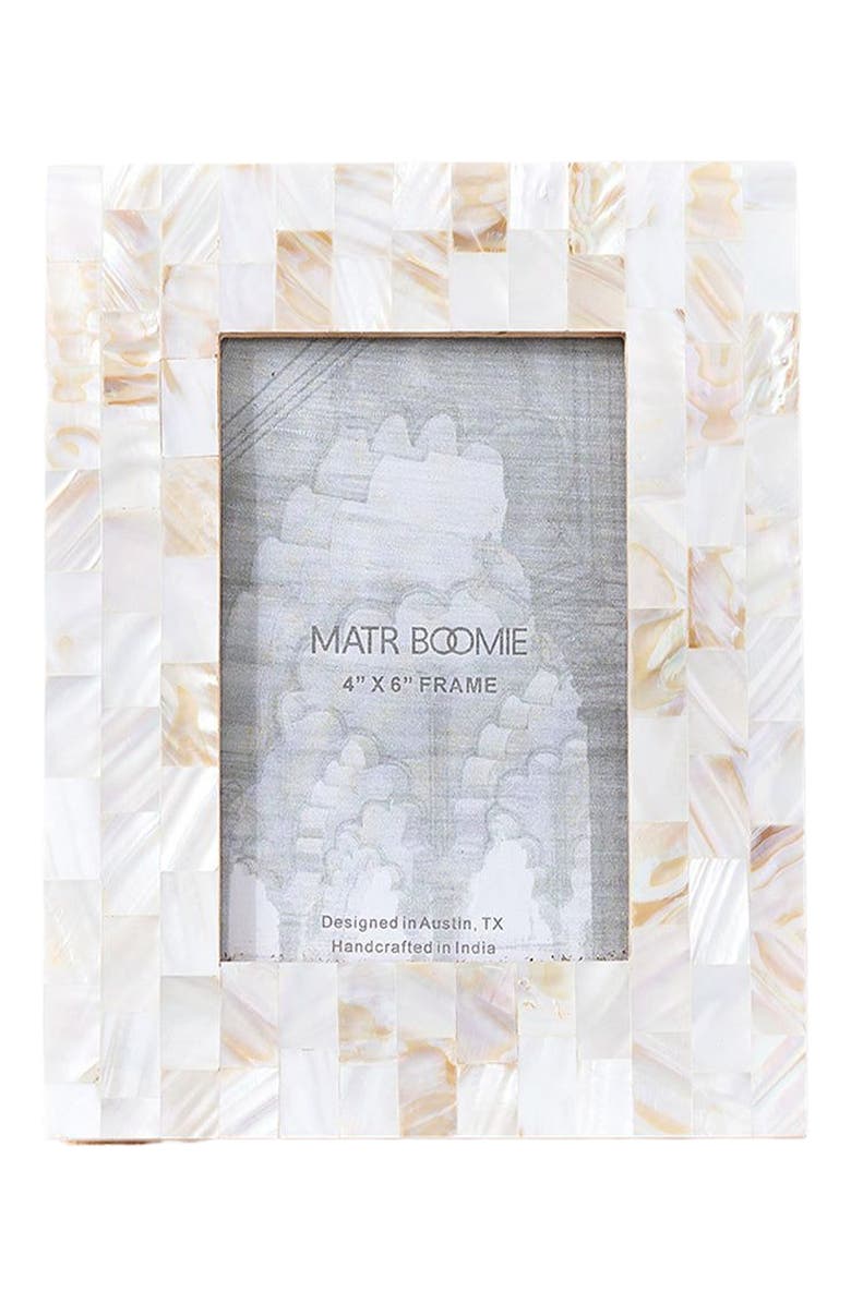 Matr Boomie Chitra Mother of Pearl Picture Frame - Hand Carved Fair Trade, Main, color, White