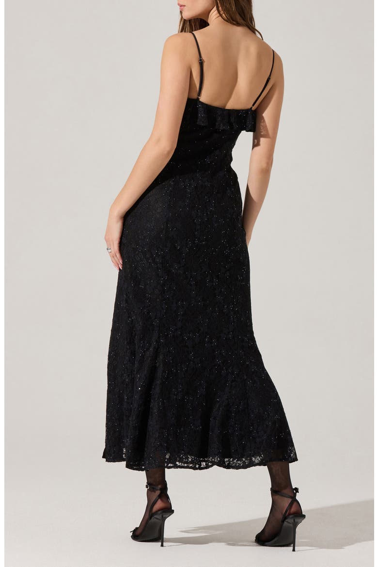 Leonie Lace & Sequin A-Line Dress, Alternate, color, BLACK