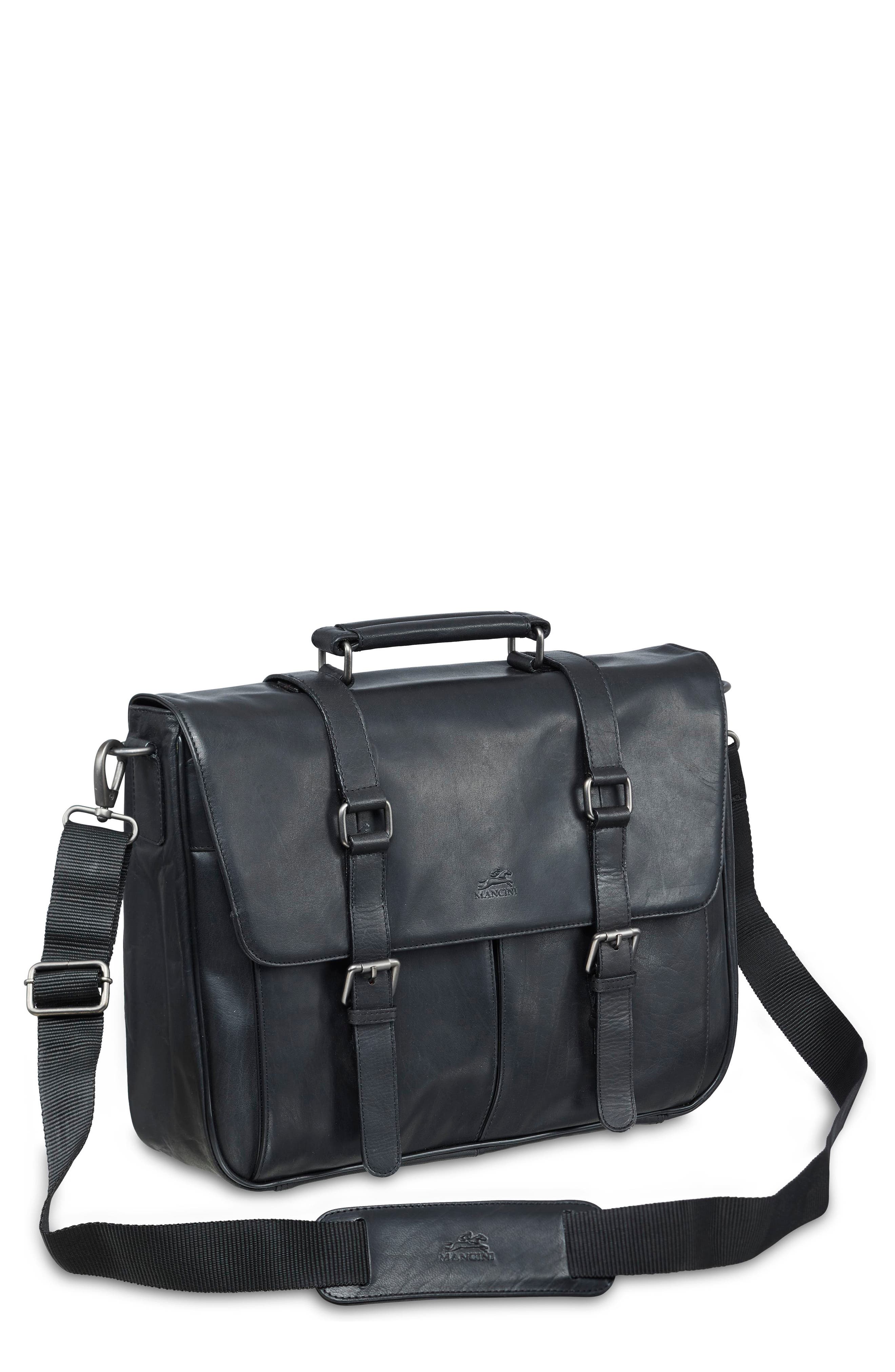 Mancini Flap Leather Briefcase