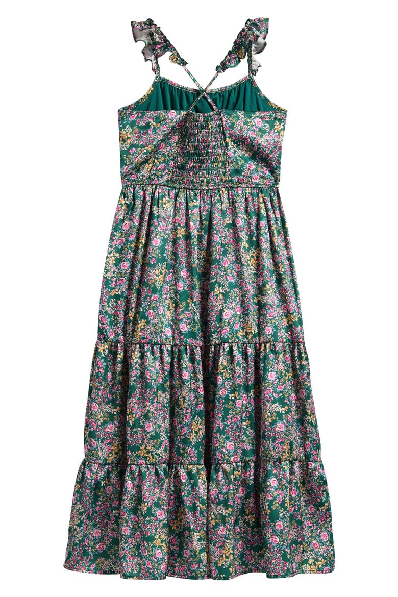Kids' Floral Ruffle Strap Maxi Dress, Alternate, color, GREEN