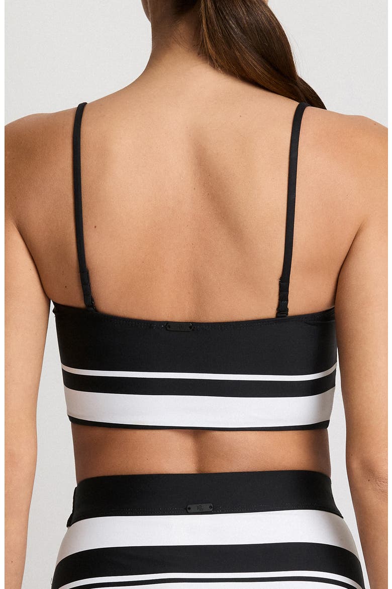 Stripe Longline Bikini Top, Alternate, color, BLACK/WHITE