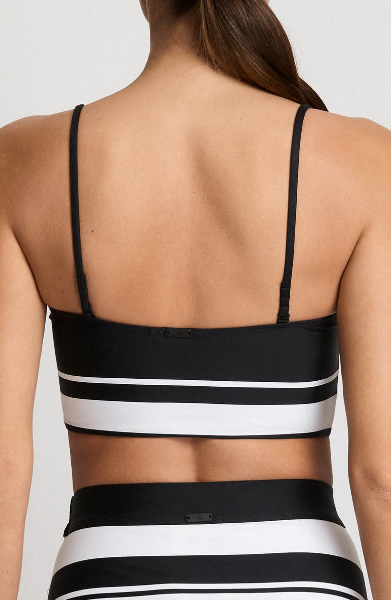 Lauren Ralph Lauren Stripe Longline Bikini Top, Alternate, color, Black/White