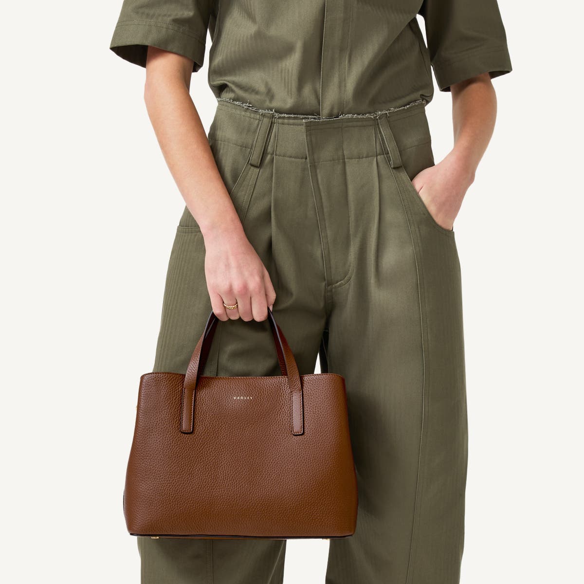 Radley Dukes Place Medium Ziptop Satchel Bag, Alternate, color, Saddle