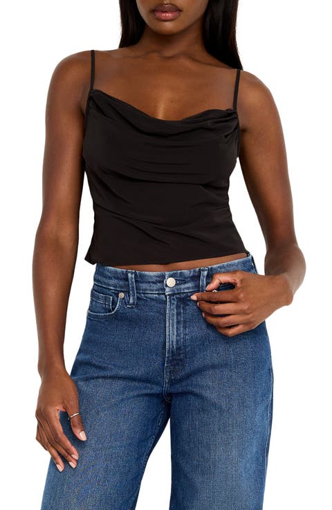 Cowl Neck Bias Cut Chiffon Camisole (Regular & Plus)