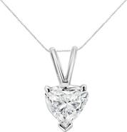 Haus of Brilliance 14K White Gold 1/2 Cttw 3-Prong Set Heart Shaped Solitaire Lab Grown Diamond 18" Pendant Necklace