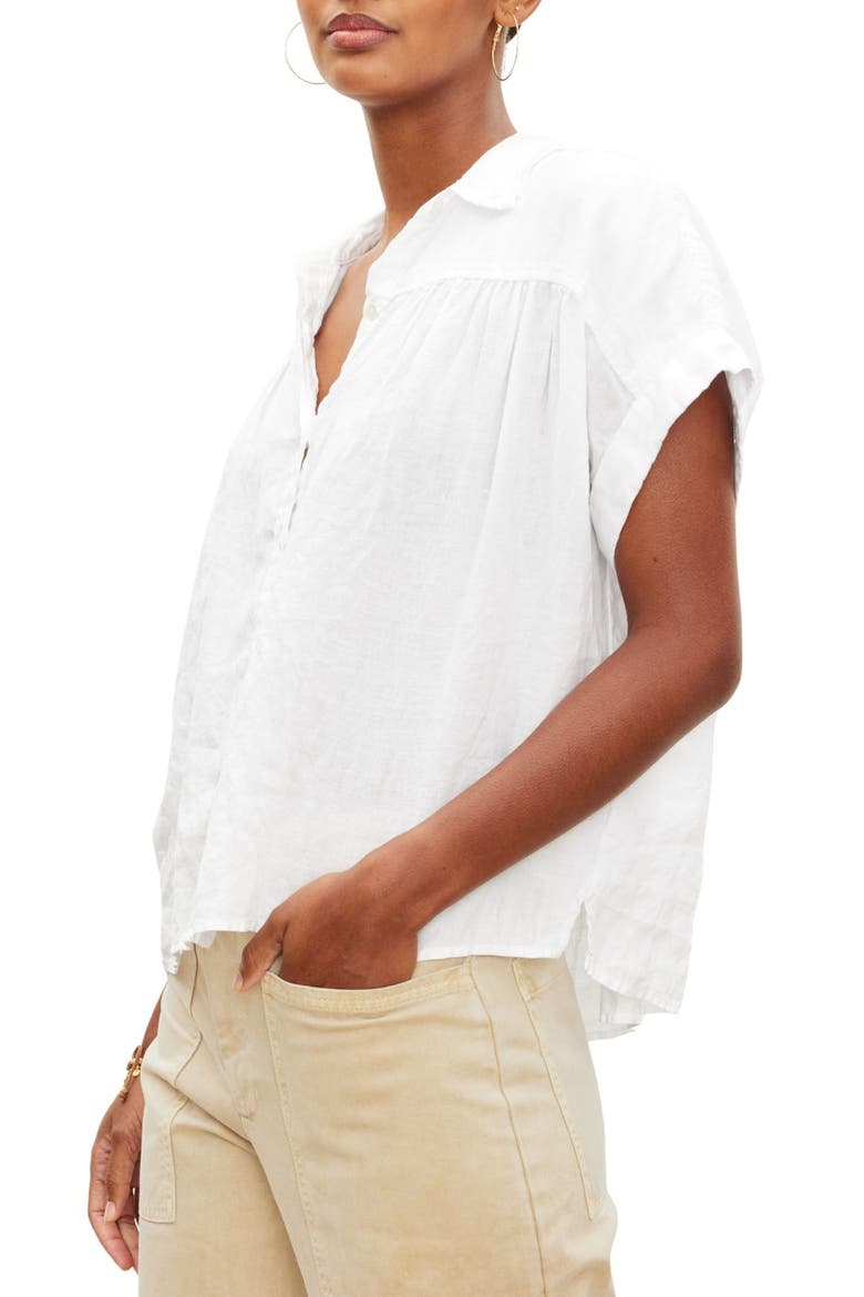 Aria Linen Button-Up Top, Alternate, color, CHALK WHT