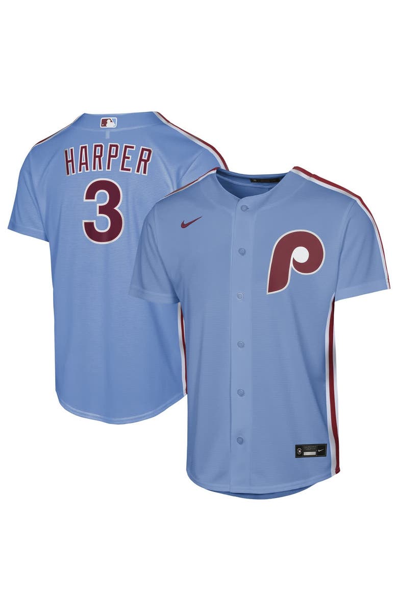 Nike Youth Nike Bryce Harper Light Blue Philadelphia Phillies Alternate Replica Jersey, Main, color, Light Blue