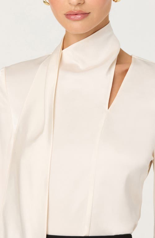 Astr The Label Felista Scarf Neck Long Sleeve Shirt In White