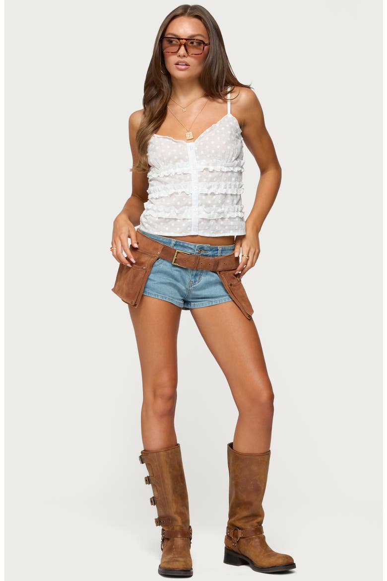 Chrissa Embroidered Ruffled Cotton Camisole, Alternate, color, WHITE
