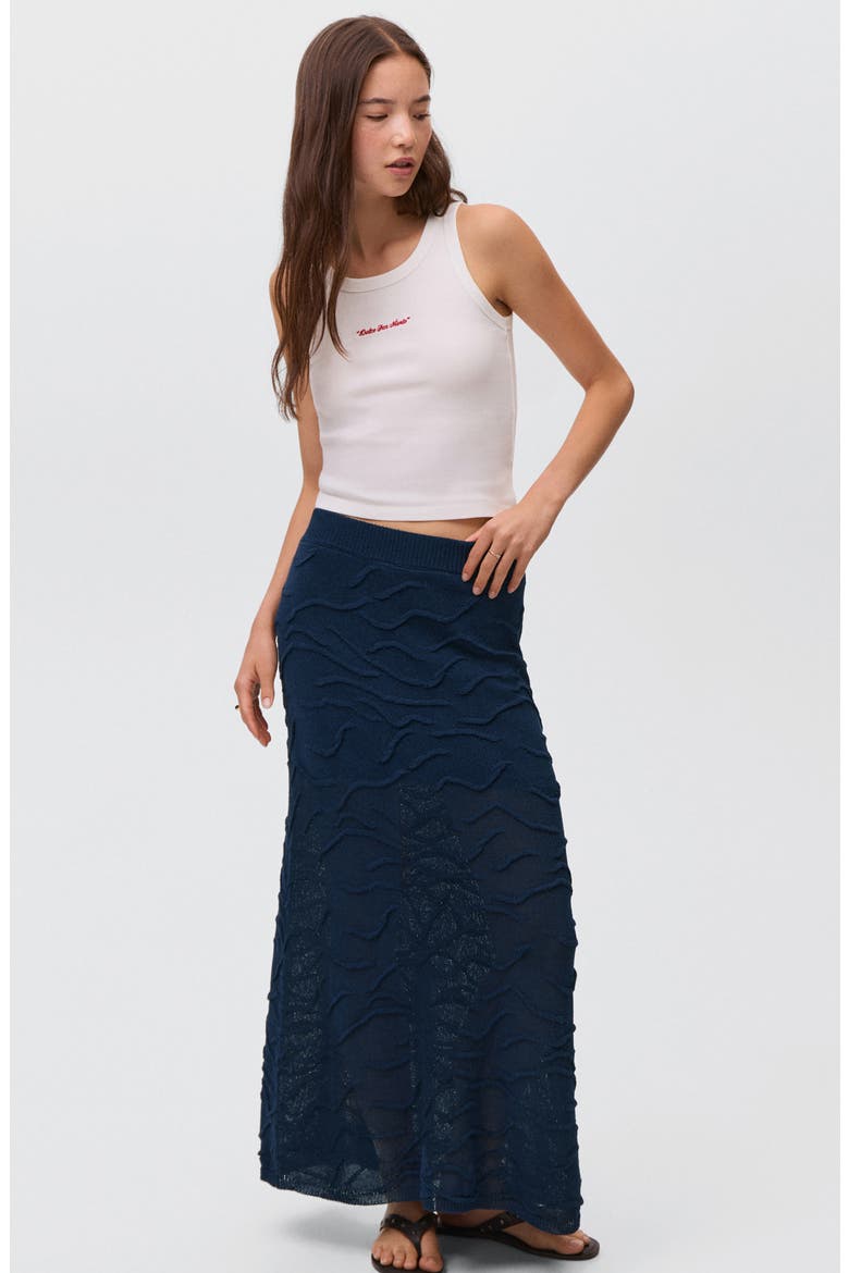 Texture Maxi Sweater Skirt, Alternate, color, NAVY