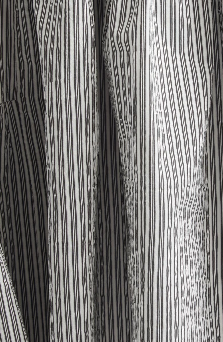 Dries Van Noten Washed Stripe Long Sleeve Cotton & Silk Dress, Alternate, color, Black