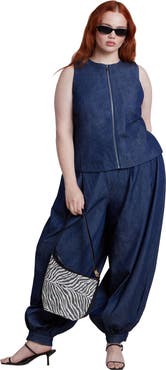 ELOQUII High Rise Balloon Chambray Trouser