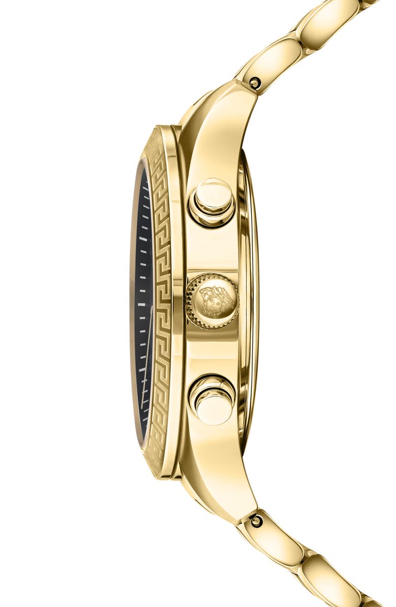 Versace Greca Chronograph Bracelet Watch, 40mm, Alternate, color, Ip Yellow Gold
