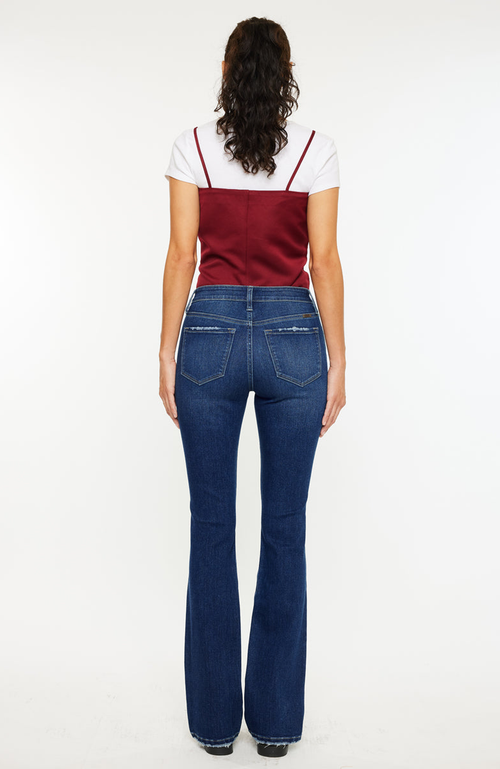 Kancan Gale Essentials High Rise Skinny Bootcut Jeans In Blue