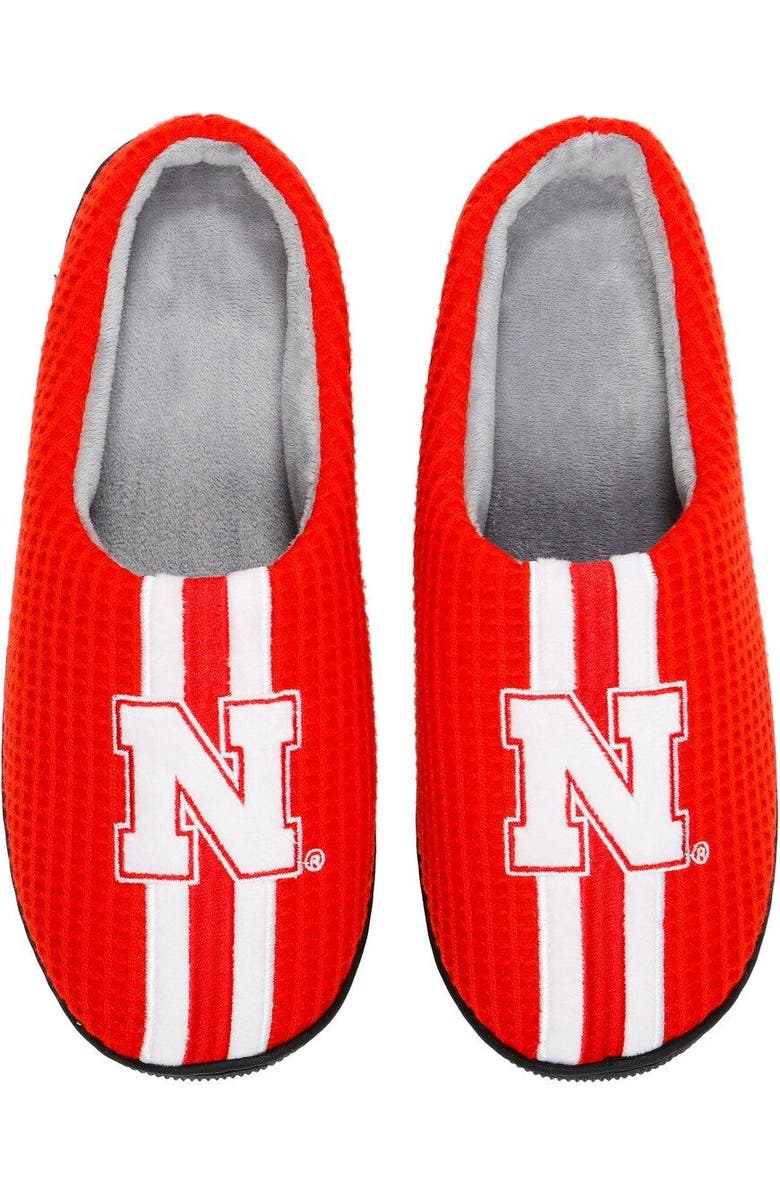 FOCO Men's FOCO Scarlet Nebraska Huskers Team Stripe Memory Foam Slide Slippers, Main, color,
