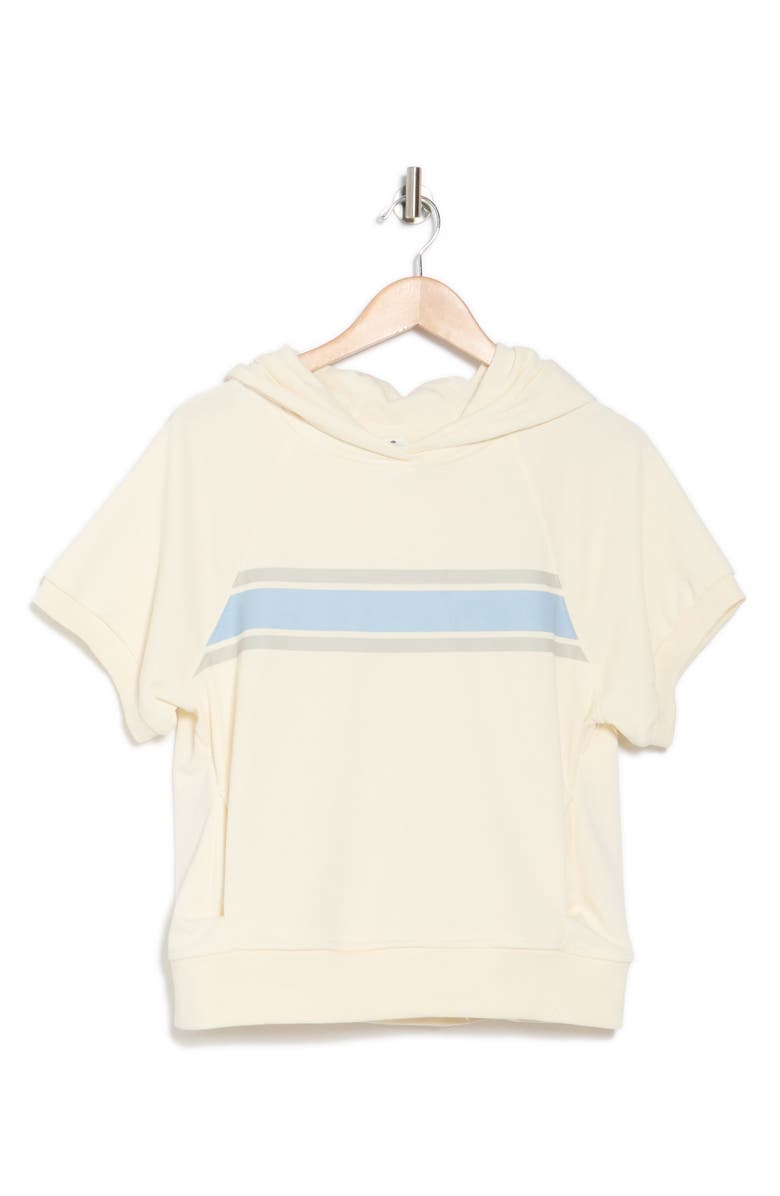 YOGALICIOUS Terry Short Sleeve Hooded Top, Alternate, color, Cloud Dancer