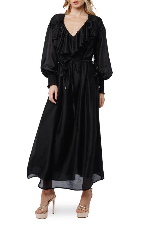 Kiyelle Ruffle Long Sleeve Maxi Dress