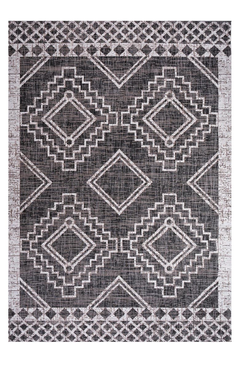 JONATHAN Y Marokko Diamond Medallion Indoor/Outdoor Area Rug, Alternate, color, Black/Ivory
