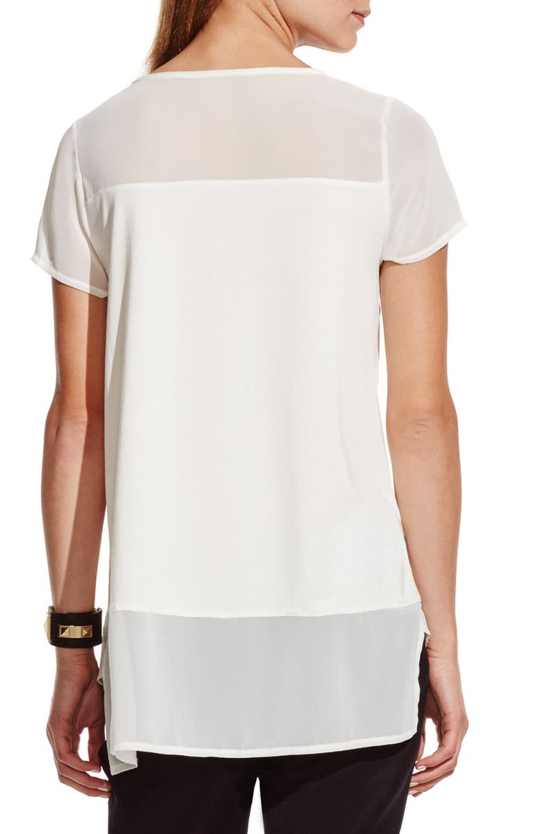 Vince Camuto Chiffon Yoke Short Sleeve Top, Alternate, color, 