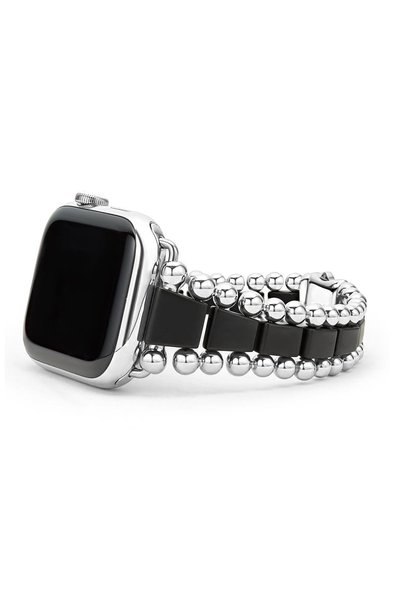 Men's Smart Caviar Matte Black Ceramic & Stainless Steel Apple Watch® Watchband, Alternate, color, BLACK