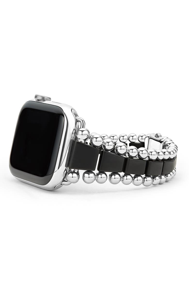 LAGOS Men's Smart Caviar Matte Black Ceramic & Stainless Steel Apple Watch<sup>®</sup> Watchband, Alternate, color, Black
