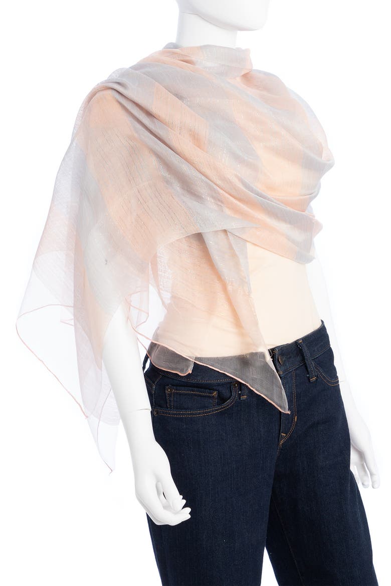 Shiny Stripe Silk Blend Scarf, Alternate, color, PINK