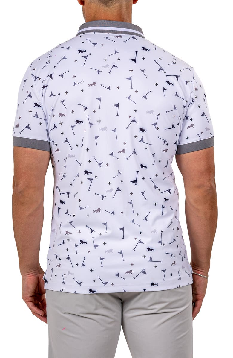 Maceoo Ascension0039 White Golfer Print Stretch Nylon Polo, Alternate, color, White
