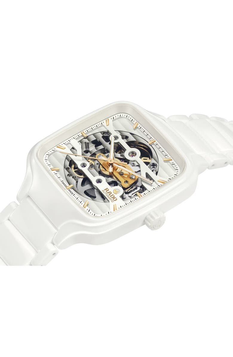 RADO True Square Skeleton Automatic Bracelet Watch, 38mm, Alternate, color,