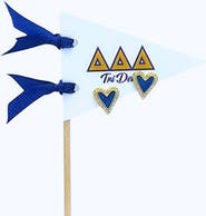 Color Shout Delta Delta Delta Heart Stud Enamel Earrings on Sorority Pennant Flag