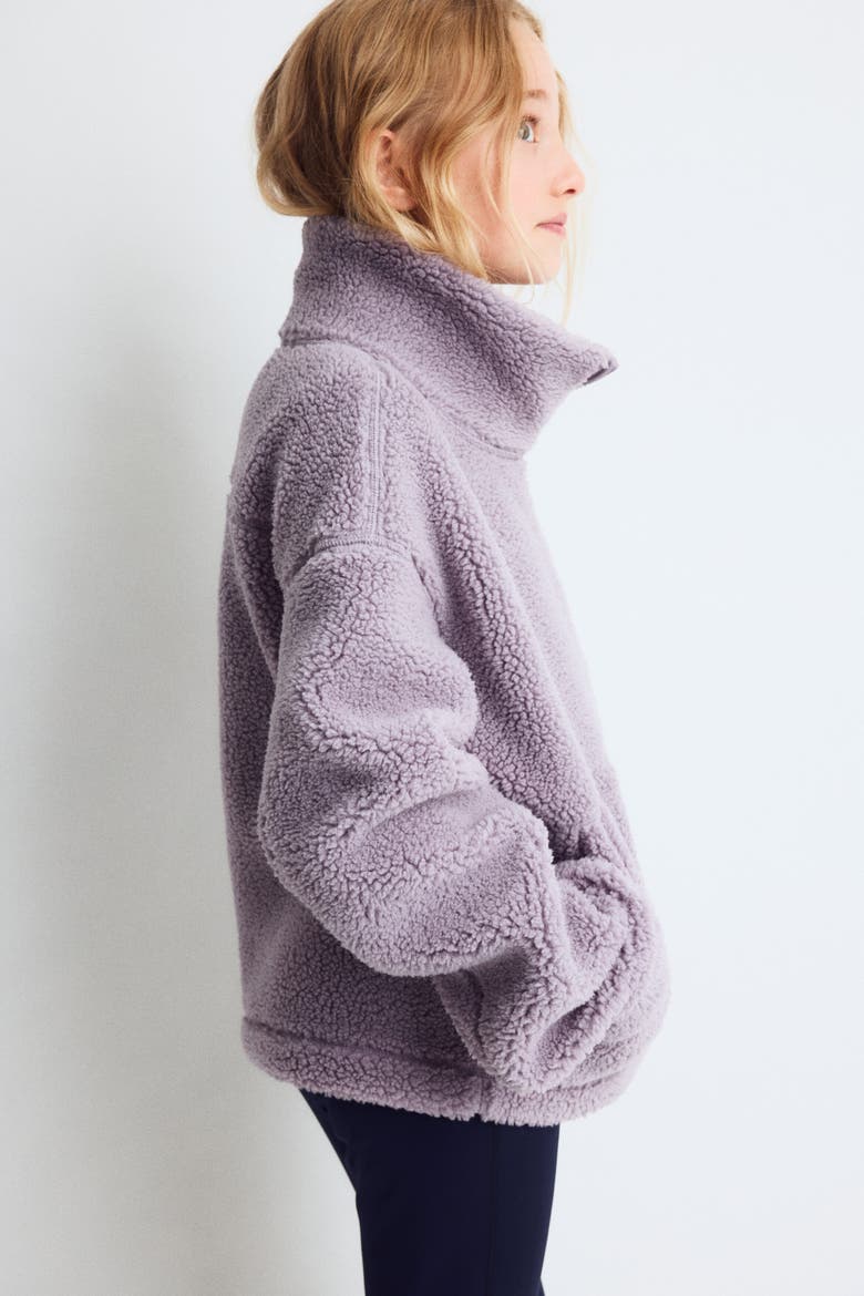 Warm Teddy Fleece Activewear Jacket, Alternate, color, Dusty lilac