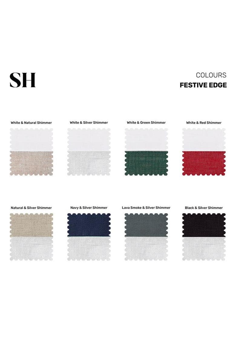 Solino Home Linen Table Throw - Festive Edge, 52" x 52" Inch, Alternate, color, White/Natural Shimmer Border