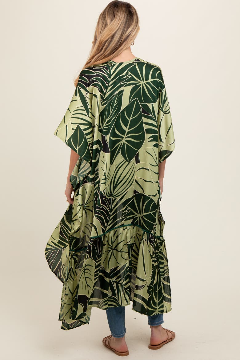 Tropical Print Long Cover Up, Alternate, color, Green