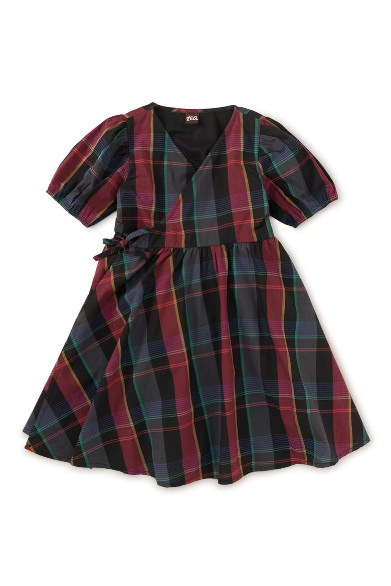 Tie Wrap Neck Dress, Main, color, Family Plaid