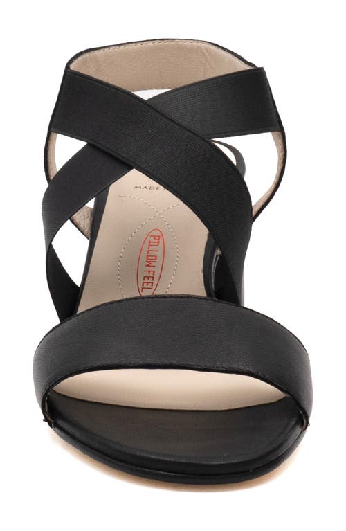 Amalfi By Rangoni Elba Ankle Strap Sandal In Black Parm/black Stretch