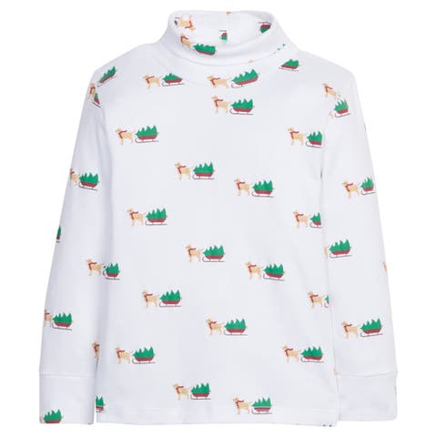 Little English Printed Turtleneck, Bows & Ribbons