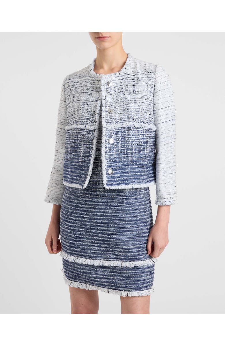 Santorelli Valerie Short Jacket in Ombre Modern Tweed, Alternate, color, Blue Aura