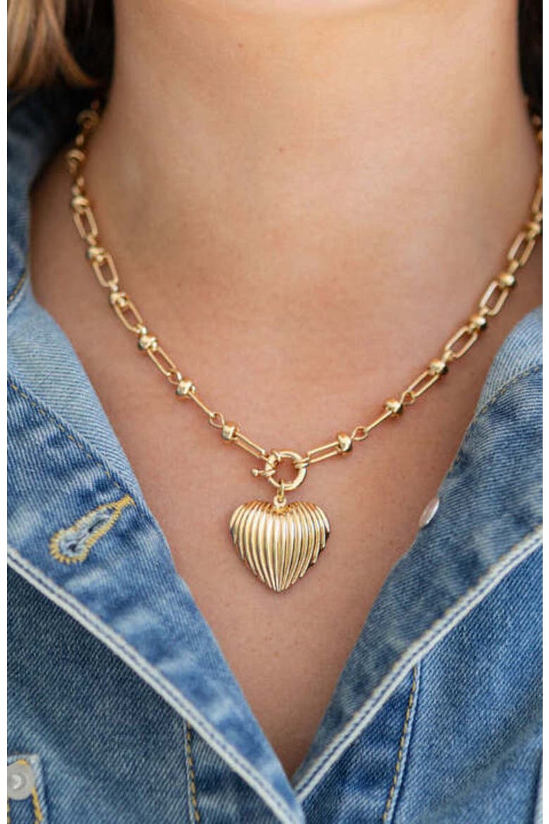 Full Heart Necklace, Alternate, color, Gold