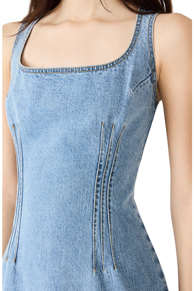 Noelle Sleeveless Stretch Denim Minidress, Alternate, color, FOREVER BLUE