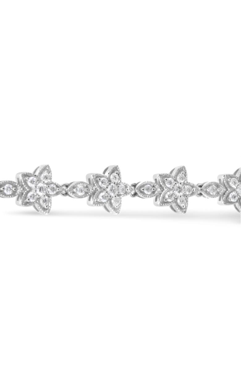 Haus of Brilliance 14K Gold 1 1/5 Cttw Round Diamond Floral Star-Shaped Link Bracelet, Alternate, color, White