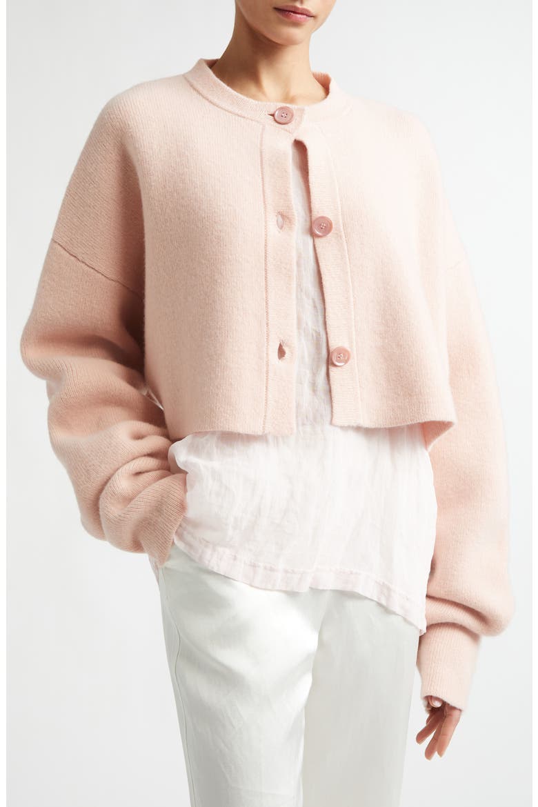Oversize Crop Wool Cardigan, Alternate, color, FLAMINGO