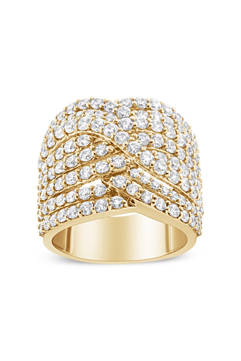 10K Gold 3.0 Cttw Diamond Bypass Crossover Statement Band Ring, Main, color, Yellow Gold