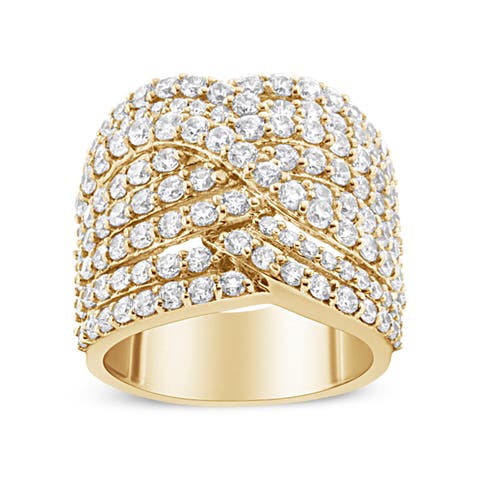 10K Gold 3.0 Cttw Diamond Bypass Crossover Statement Band Ring